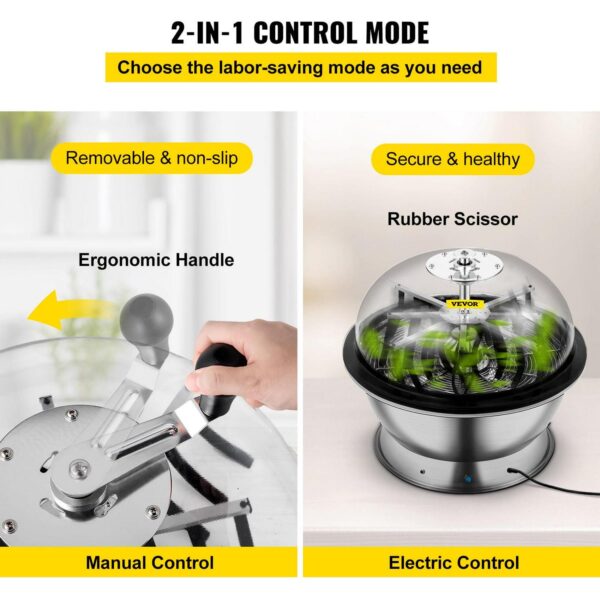 VEVOR 24′′ Electric & Manual Bowl Leaf Trimmer, Stainless Steel, Clear Cover, Efficient Bud & Flower Cutting