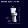 KOHLER Highline Arc Extra Tall Elongated Toilet 1.28 GPF White with Seat