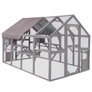Morgete Luxury Outdoor Cat House: Spacious 56.54ft2 Enclosure with Platforms & Weatherproof Cover