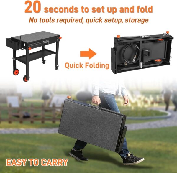 Portable Grill Table Stand | Folding Prep Station for 17" or 22" Blackstone Griddles