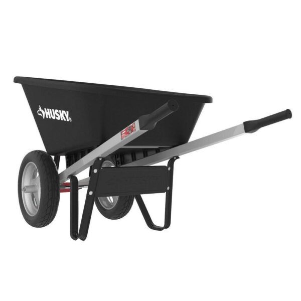 Husky 6 Cu. Ft. Poly Dual Wheel Wheelbarrow with Flat-Free Tires