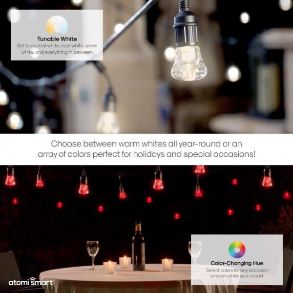 Atomi Smart WiFi Color String Lights, 24ft, Alexa/Google Compatible, Waterproof LED