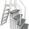 Select Anti-Slip in-Pool Steps | Gray | for Above Ground Swimming Pools | Can Mount to Decks 48" to 54" H | Safety Stairs Capacity Up to 300 lbs