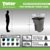 Toter 96 Gallon Trash Can with Smooth Wheels and Lid ;