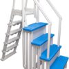 Select Anti-Slip in-Pool Steps | Gray | for Above Ground Swimming Pools | Can Mount to Decks 48" to 54" H | Safety Stairs Capacity Up to 300 lbs