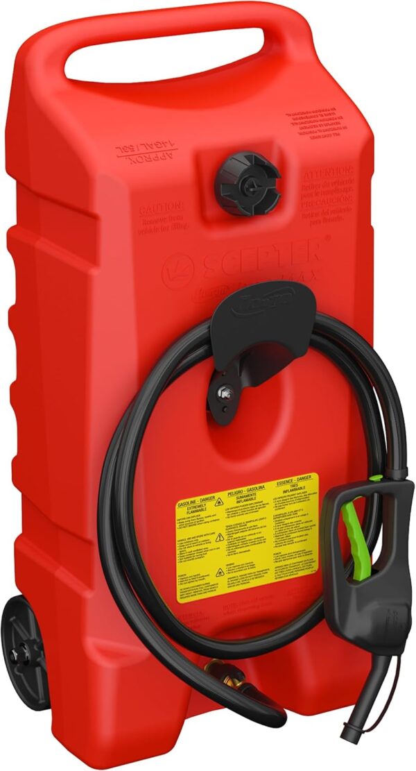 Scepter Duramax 14-Gallon Portable Fuel Tank with Pump & 10ft Hose – Red