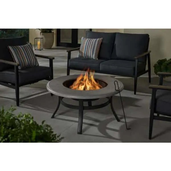 Hampton Bay 22′′ Steel Fire Pit Insert Set, 3-Piece, Black, Fits Wood Burning Pits
