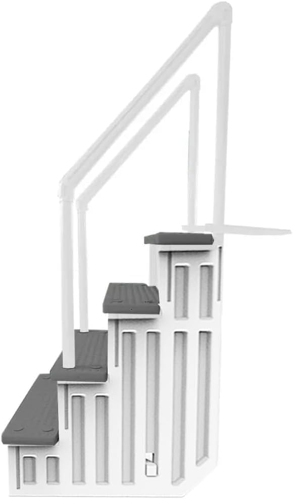 Select Anti-Slip in-Pool Steps | Gray | for Above Ground Swimming Pools | Can Mount to Decks 48" to 54" H | Safety Stairs Capacity Up to 300 lbs