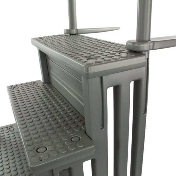 Select Anti-Slip in-Pool Steps | Gray | for Above Ground Swimming Pools | Can Mount to Decks 48" to 54" H | Safety Stairs Capacity Up to 300 lbs