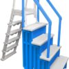 Select Anti-Slip in-Pool Steps | Gray | for Above Ground Swimming Pools | Can Mount to Decks 48" to 54" H | Safety Stairs Capacity Up to 300 lbs