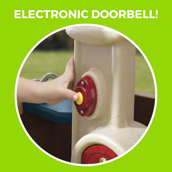 Step2 Neat & Tidy Cottage II Brown Playhouse for Kids – Outdoor Plastic Toy with Dutch Door & Kitchen Setup
