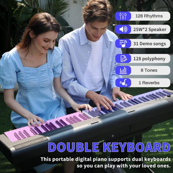 AODSK S-200 88-Key Weighted Digital Piano, Hammer Action, Black, with Sustain Pedal & Stereo Speakers, USB Connectivity, Portable for All Skill Levels