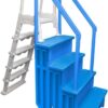 Select Anti-Slip in-Pool Steps | Gray | for Above Ground Swimming Pools | Can Mount to Decks 48" to 54" H | Safety Stairs Capacity Up to 300 lbs