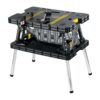 Keter Portable Folding Workbench Sawhorse with Clamps, Black/Yellow, Heavy-Duty Resin