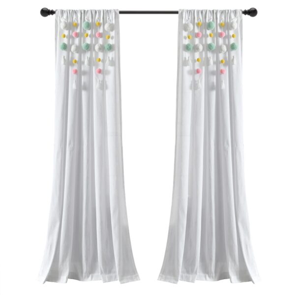 Lush Decor Boho Pom Pom Tassel Linen Window Curtain Panel (Single)
