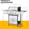 R.W.FLAME 3 & 4-Burner Propane Gas Grills with Side Burners, for Outdoor Cooking, BBQ, Patio, Camping