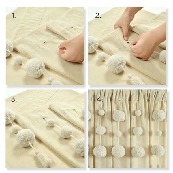 Lush Decor Boho Pom Pom Tassel Linen Window Curtain Panel (Single)