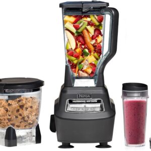 Ninja BL770 Mega Kitchen System, 1500W Blender & Processor, 72oz Pitcher, 64oz Bowl, 16oz To-Go Cups, Black