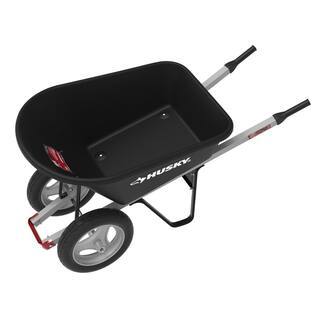 Husky 6 Cu. Ft. Poly Dual Wheel Wheelbarrow with Flat-Free Tires