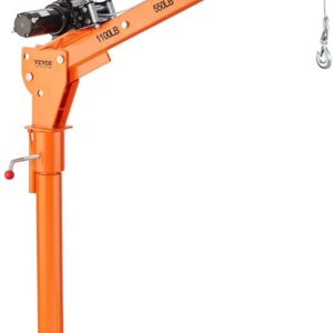 VEVOR Electric Truck Crane 1100 lbs Capacity, 360° Swivel, Adjustable Boom, Heavy-Duty Lifting for Construction & Factory Use