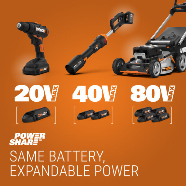 Worx 40V Cordless Lawn Mower 14′′ with Intellicut, Mulching, 2x20V 4.0Ah Batteries and Charger Included