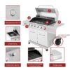 Royal Gourmet GA6402S Stainless Steel Gas Grill, Premier 6-Burner Propane Grill with Sear Burner and Side Burner, 74,000 BTU, Cabinet Style, Outdoor BBQ Party Grill, Silver