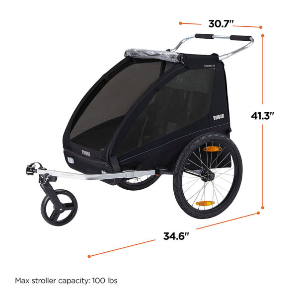 Thule – Coaster XT 2-Seat Bicycle Trailer and Stroller – Black