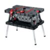 Keter Portable Folding Workbench Sawhorse with Clamps, Black/Yellow, Heavy-Duty Resin