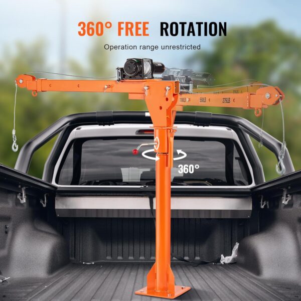 VEVOR Electric Truck Crane 1100 lbs Capacity, 360° Swivel, Adjustable Boom, Heavy-Duty Lifting for Construction & Factory Use