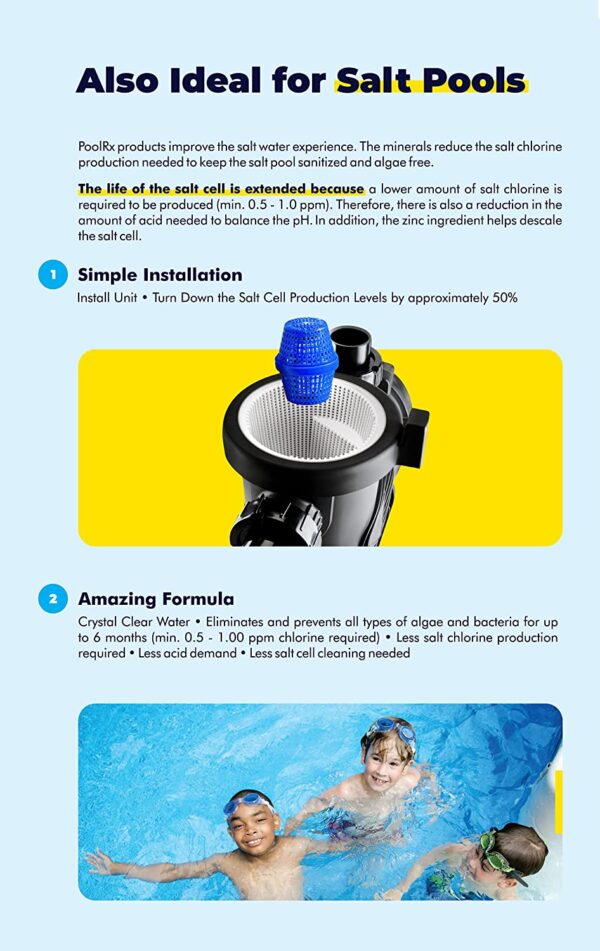 PoolRx Algaecide Unit #101066, 6-Month Treatment for 20k-30k Gallons, Black