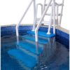 Select Anti-Slip in-Pool Steps | Gray | for Above Ground Swimming Pools | Can Mount to Decks 48" to 54" H | Safety Stairs Capacity Up to 300 lbs