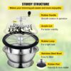 VEVOR 24′′ Electric & Manual Bowl Leaf Trimmer, Stainless Steel, Clear Cover, Efficient Bud & Flower Cutting