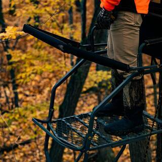 RIVERS EDGE Jumbo Jack Ladder Stand RE658 – Adjustable Shooting Rail, Large Platform, Mesh Seat