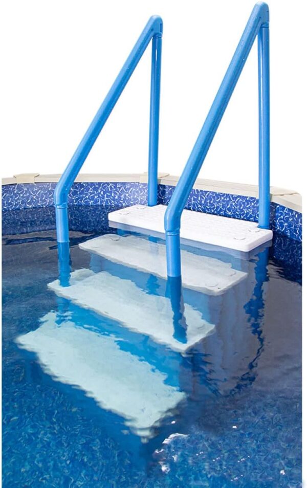 Select Anti-Slip in-Pool Steps | Gray | for Above Ground Swimming Pools | Can Mount to Decks 48′′ to 54′′ H | Safety Stairs Capacity Up to 300 lbs